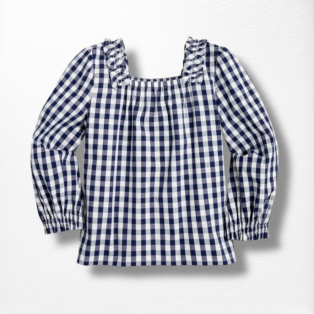 Crewcuts Gingham Squareneck Top, Size 4/5